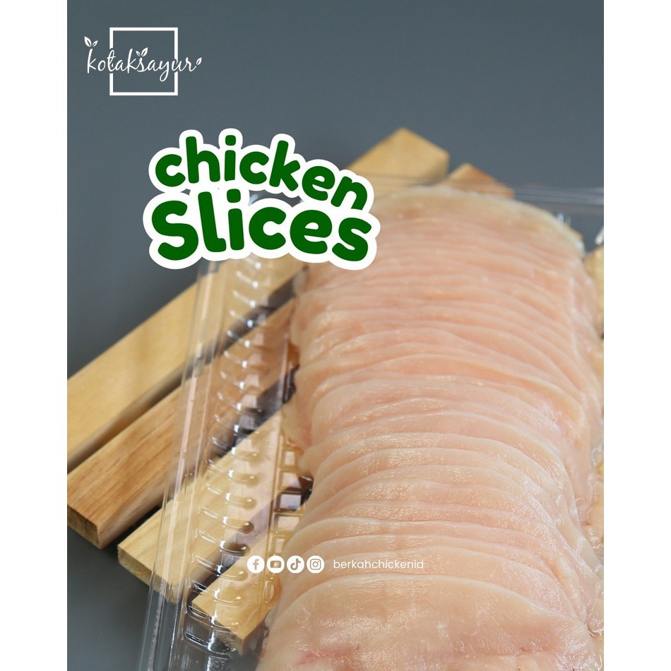 BERKAH Ayam Negeri Fillet Dada Iris Chicken Slices Organik Beku 300gr