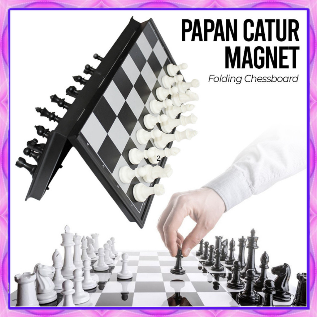 PAPAN CATUR Permainan Papan Catur Magnet Folding Chessboard PAPAN CATUR PLASTIK PANDA LIPAT-COD