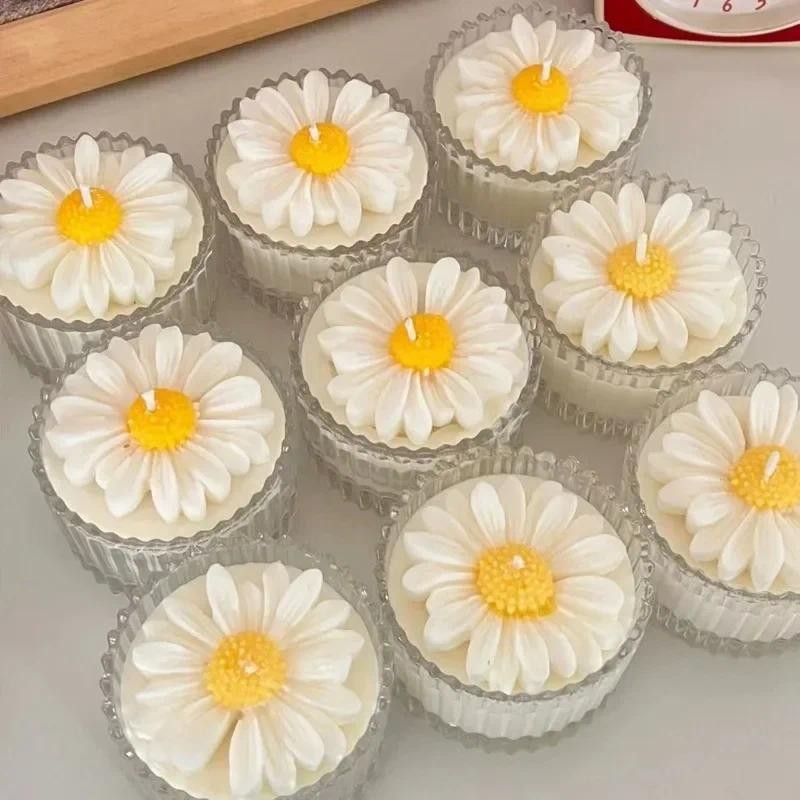 

3D Daisy Flower Silicone Candle Mold DIY Gypsum Aromatherapy Epoxy Resin Handmade Soap Mold Sugar Cake Decoration Baking Tool