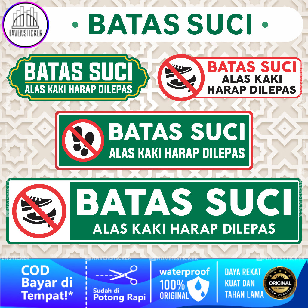 

Stiker Vinyl Petunjuk Batas Suci Alas Kaki Harap Dilepas Laminasi Glossy