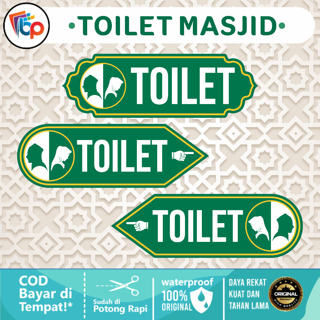 

Stiker Vinyl Petunjuk Arah Tempat Toilet Masjid Musholla Glossy + Cut