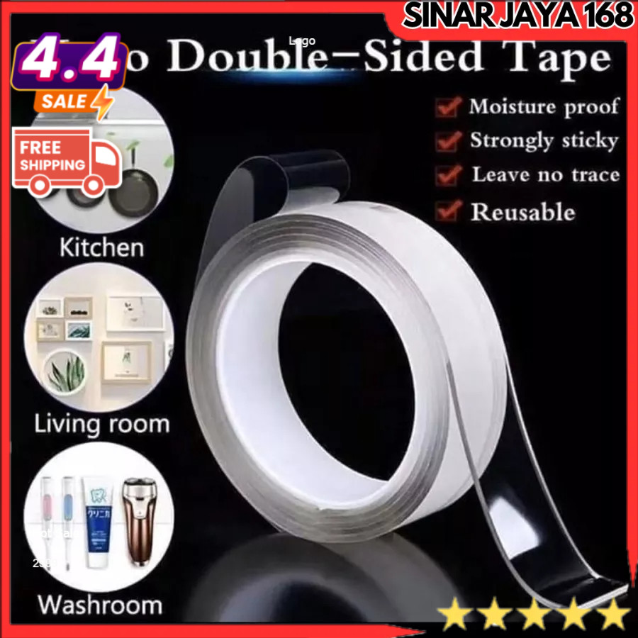 

Hoki Tape Nano Double Sided Tape 2METER MULTIFUNGSI MURAH