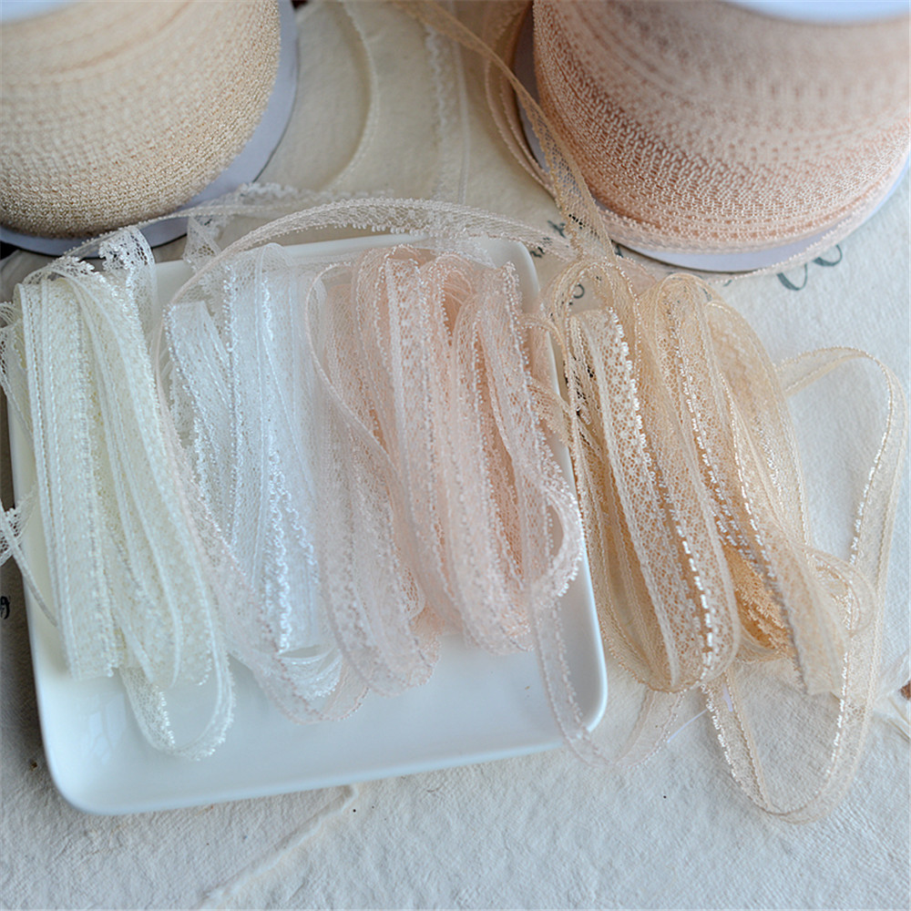 

Milk White and White Color Apricot Pink Doll Lace Small dot polyester Quality Lace Decoration DIY Accessories 0.7cm x 1 Meter
