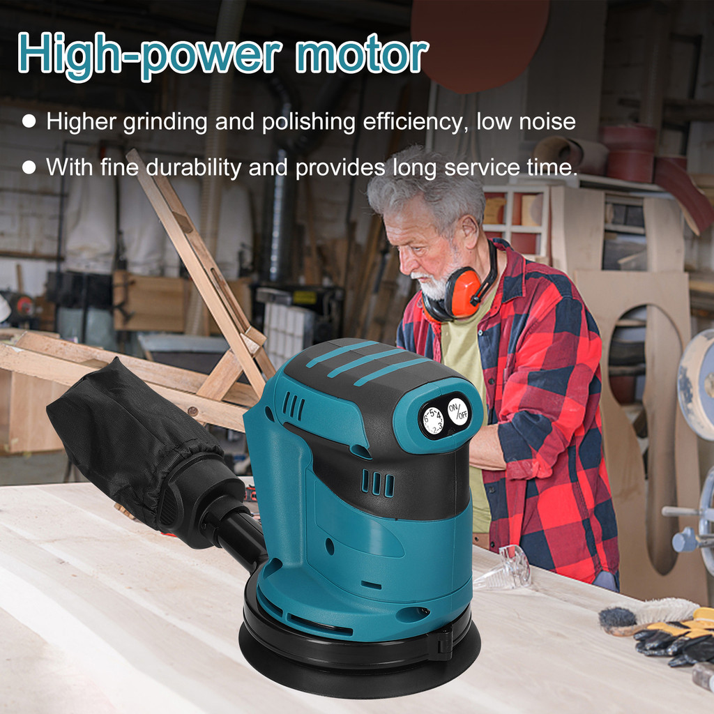 125mm Brushless Motor Cordless Orbital Sander Wood Grinder Electric Car Polisher 6 Speed Adjustable 