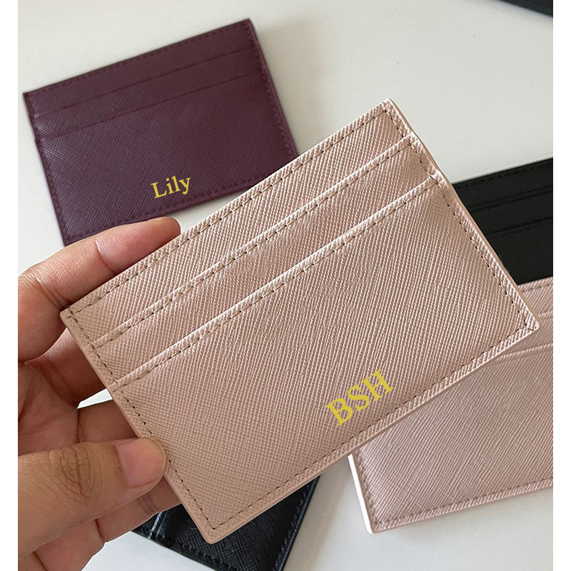 

Custom Letters Men PU Leather Credit Card Holder Personalize Initials Slim Card Wallet Monogram Name Card Case Women DIY Present