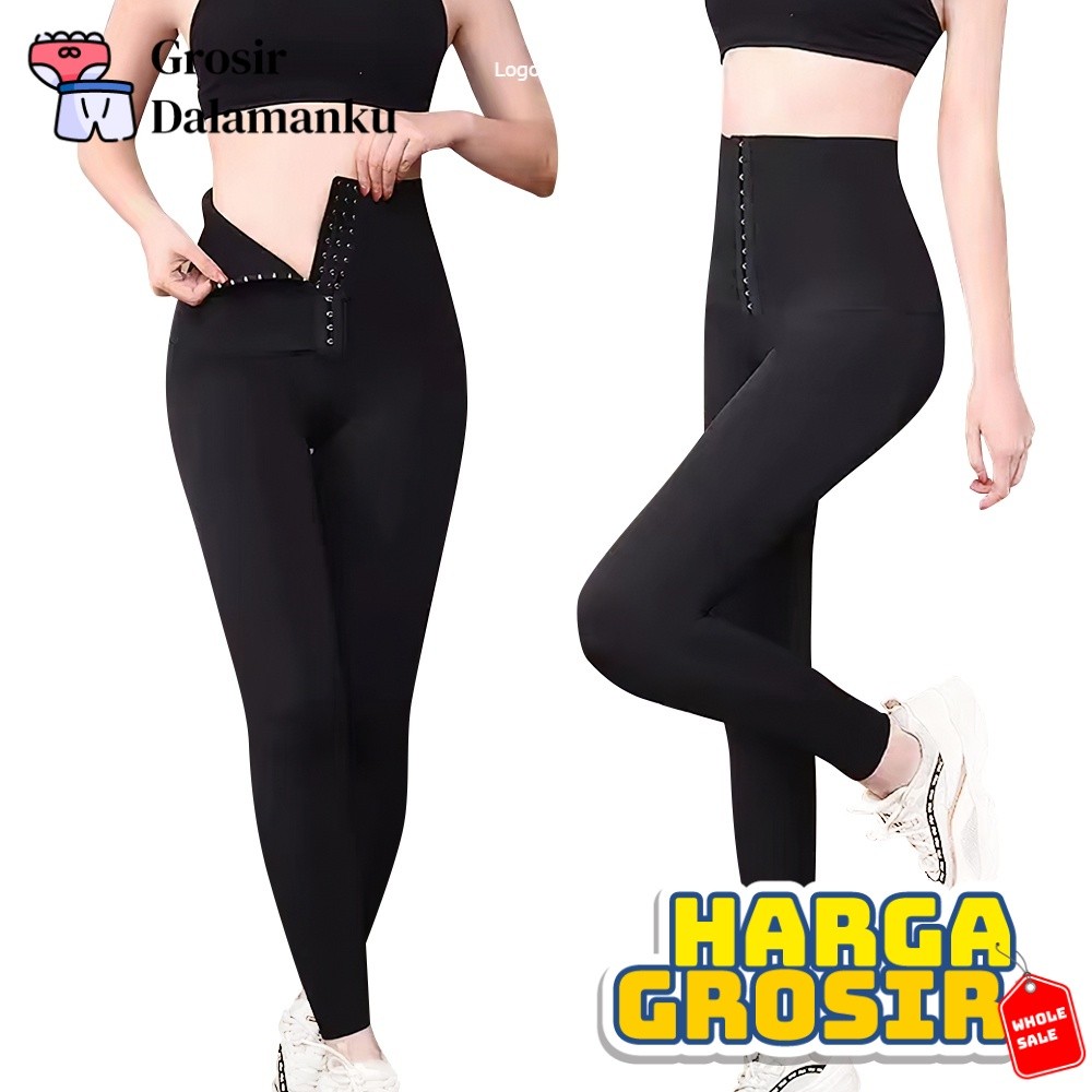 (Grosir) Scelta Korset Legging Panjang Olahraga Pelangsing Pengencang Pengecil Lemak Perut Kancing K