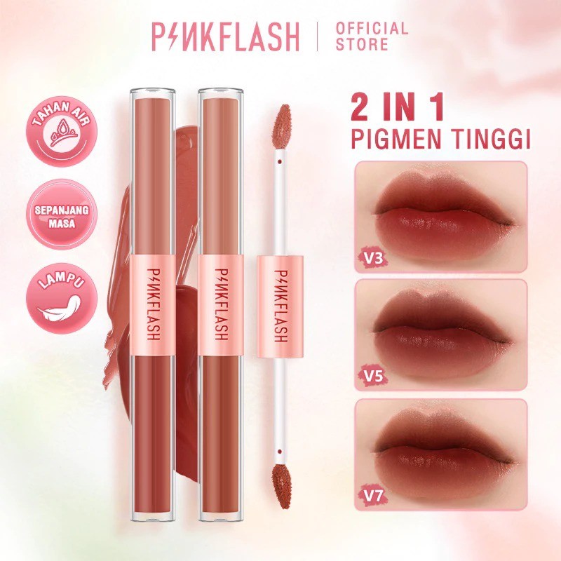 PINKFLASH 2IN1 Dual Liquid Lipstick Matte Velvet Tint Pinkflash Lip Duo L13 Lip Ombre