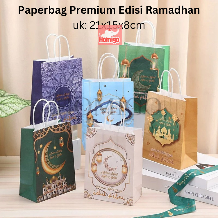 

Homigo Giftbag Idul Fitri Ramadhan 21x15x8cm Souvenir Hampers Paperbag Bahan Kertas Premium Tidak Mudah Sobek / Tas Kertas Souvenir Lebaran Idul Fitri Ramadhan Kareem
