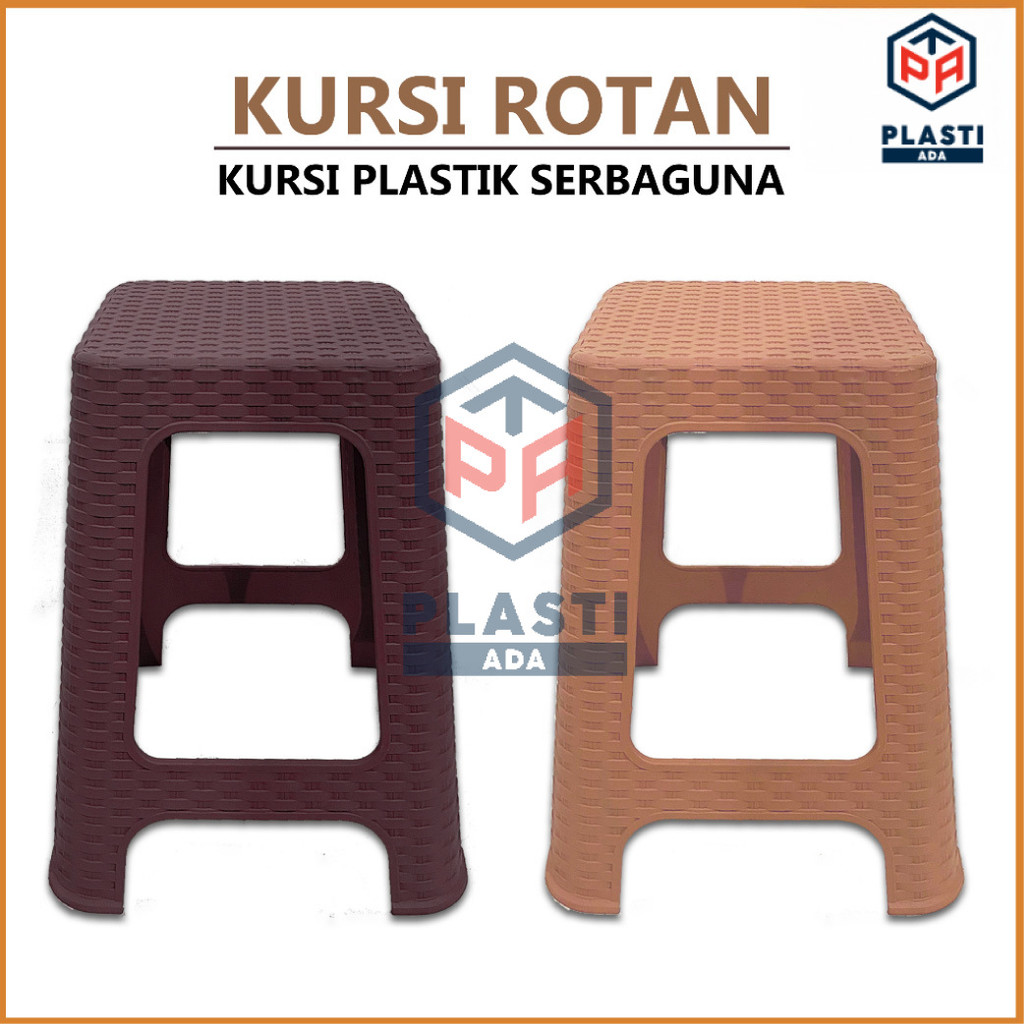 KURSI ROTAN - Kursi Plastik Tinggi / Bangku Tinggi Kokoh / Kursi Motif Rotan Murah