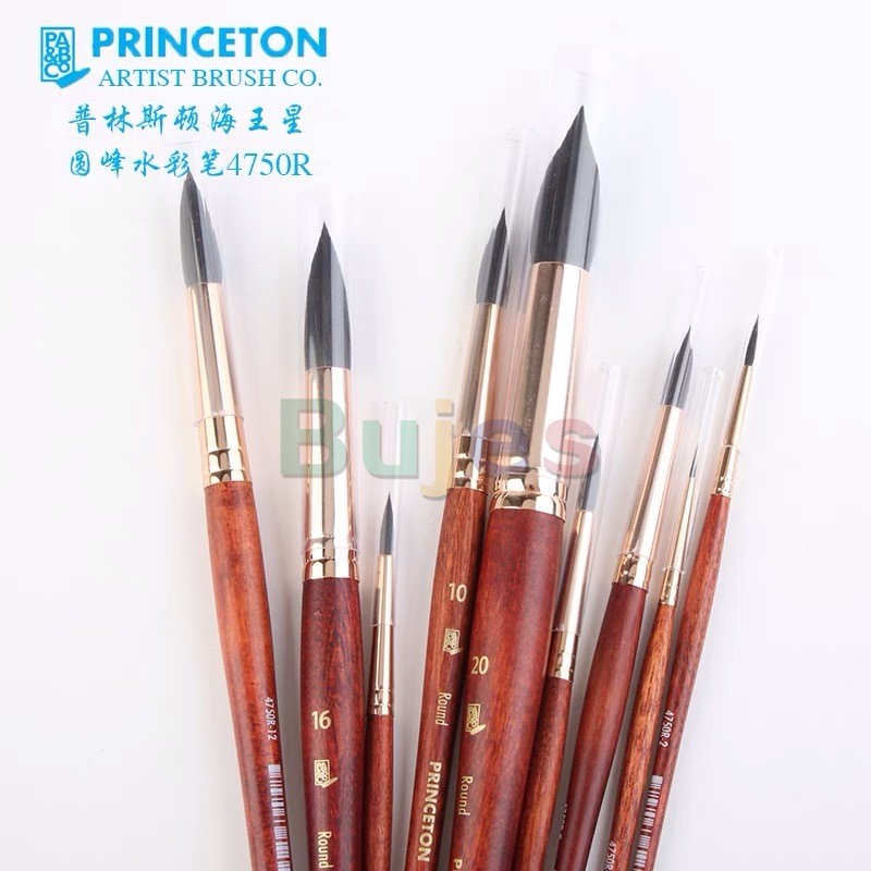

Princeton Artist Brush, Neptune Series 4750, Synthetic Squirrel Watercolor Paint Brush, Round, Size 0/2/4/6/8/10/12/16/20