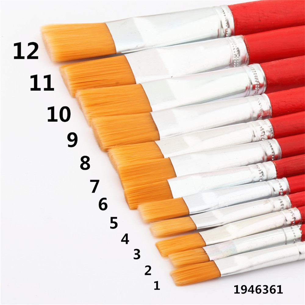 

12 Number Watercolor Nylon Paint Brushes Oil brush painting pen Marker School student Art Supplies paint brush stationery New