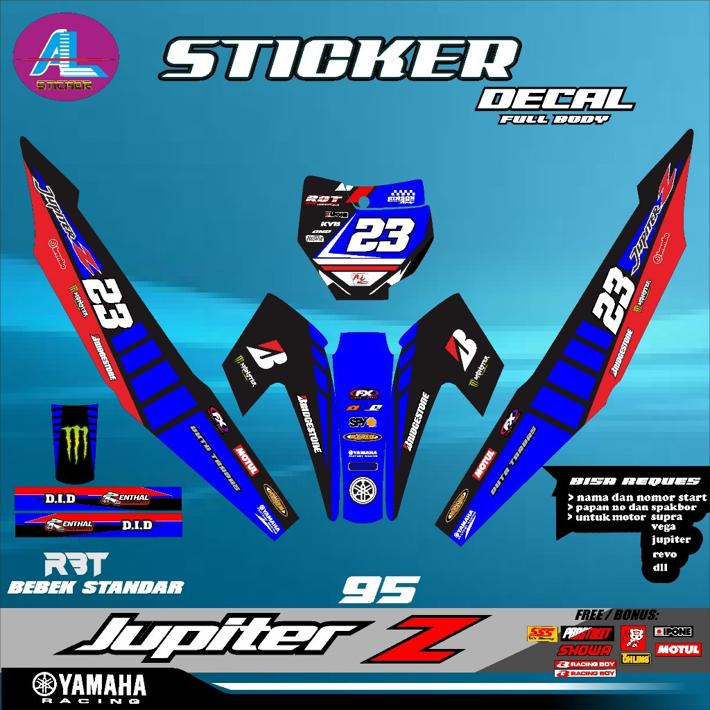 Sticker Decal Fullbody Rbt Jupiter Z Rbt Vega Bebek Modif Supermoto Yz Crf Klx Rbt New