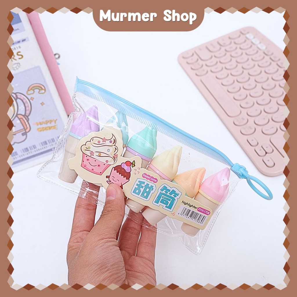

Highlighter Ice Cream Cone 1 Set Pastel Marker Textlighter Textliner Es Krim Penada Halaman Buku