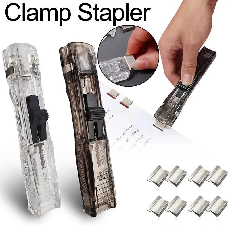 

Transparent Stapler Removable Metal Clip Pusher School Office Supplies Push Clamp Staplers Paper Fixing Organizing Stapler