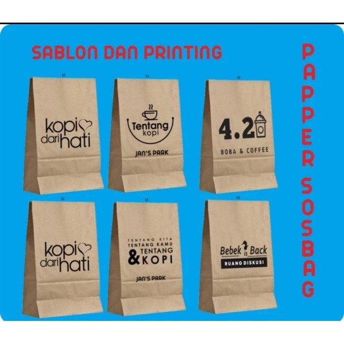 PAPER SOS BAG KERTAS CETAK 1 WARNA - Putih, S
