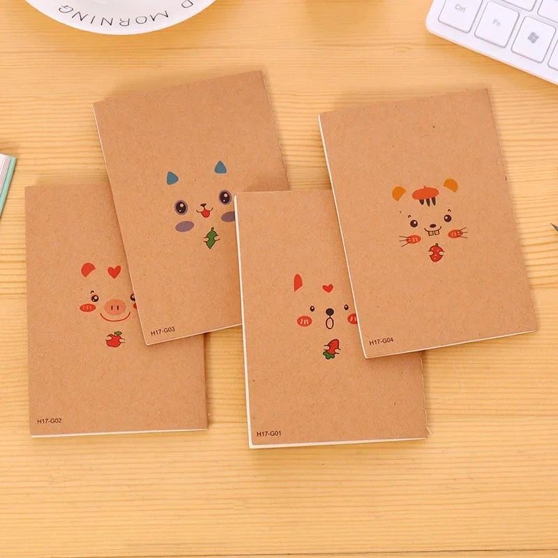 

5PCS /Set Cactus Cat Fox Bear Owl Kraft Retro 64K Notebook Mini Pocket Notepad School Office Supplies Stationery