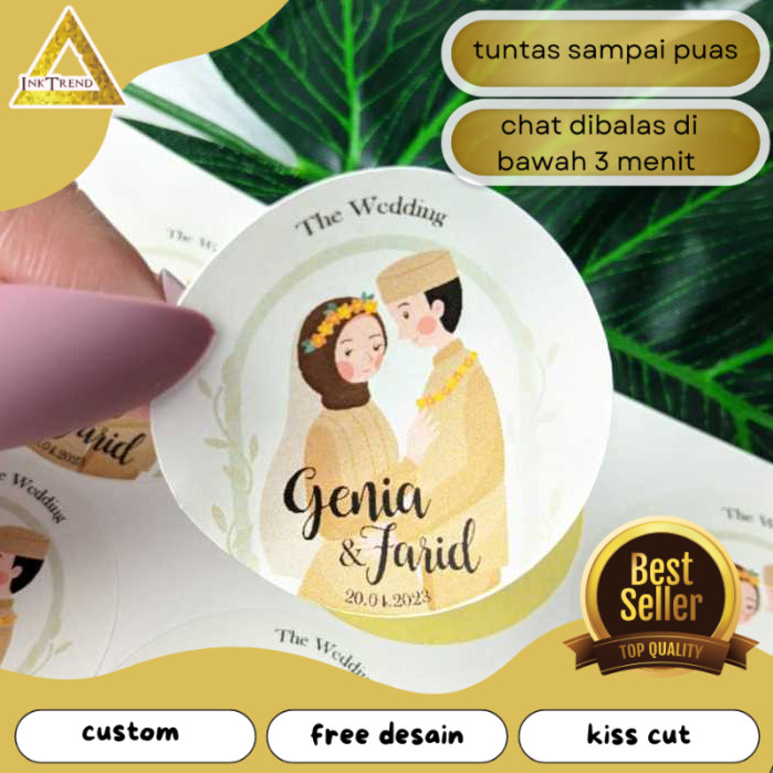 

INKA 5-8 Sticker Wedding Souvenir Stiker Custom Ucapan Nikah Label Undangan Free Desain