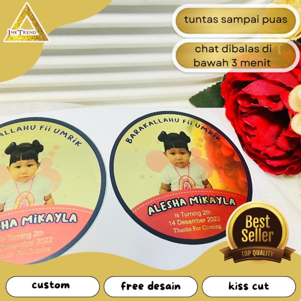 

INKA 5-8 Stiker Gold/Silver Ulang Tahun Anak Sticker Label Undangan Happy Birthday Uk.Sedang