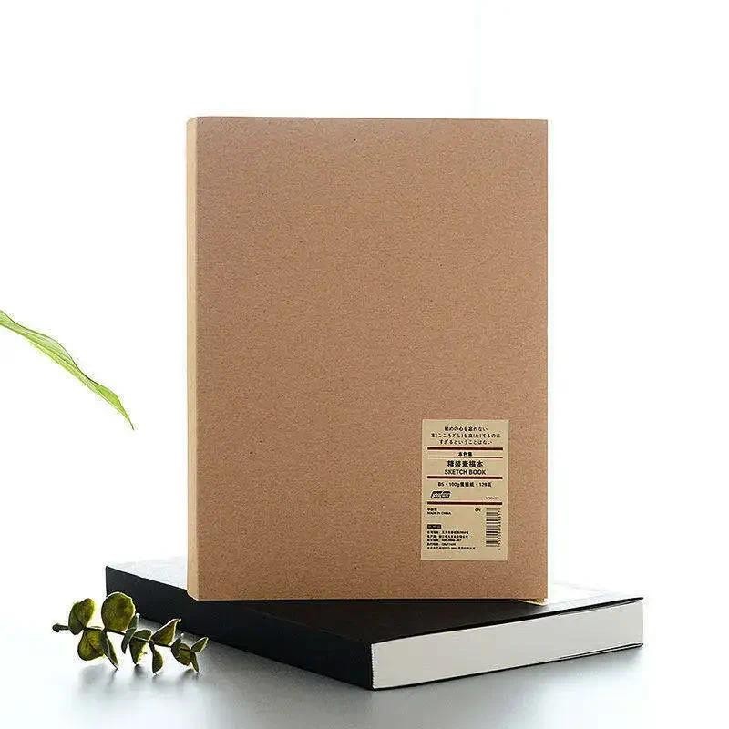

Simple Solid Color Kraft Paper A5 B5 Hand Painted Student Notebook Hardcover Sketchbook Black Cardboard Painted Writing Pad