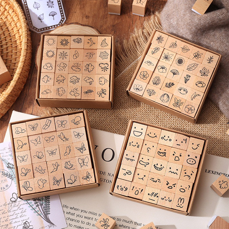

25 Pcs/Box Vintage Wooden Rubber Stamp Bottle Shape Flower DIY Scrapbooking Albums Stamp Stationery Wood Seal seal Planner Decor