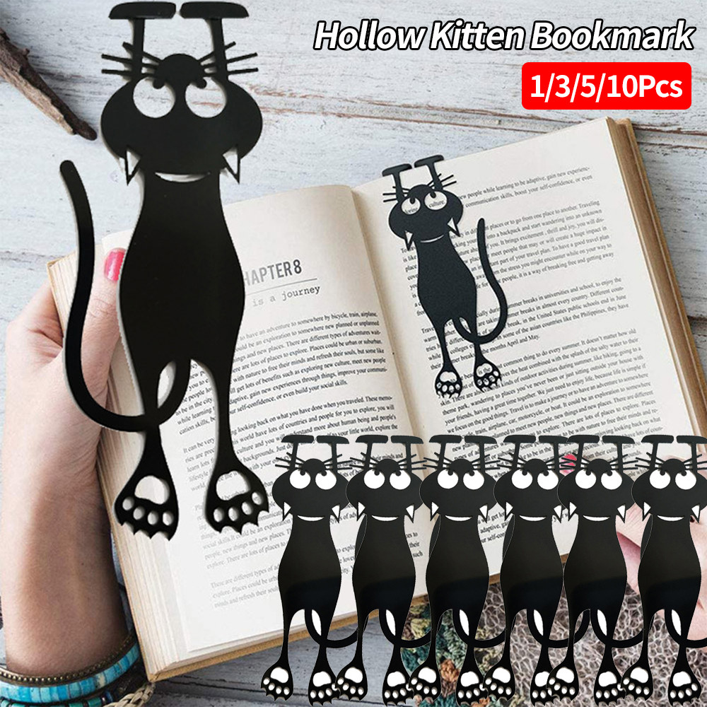 

1/3/5/10Pcs 3D Hollow Kitten Bookmark Book Marks Clips Cat Shaped Book Page Marks Clip Set For Teachers Students Book Lovers