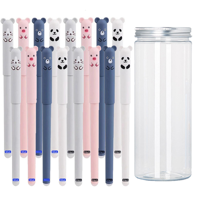 

Creative 0.5mm Animals Pig Bear Panda Erasable Gel Pens With Bottle, Washable Handle Magic Refills Rod School Writing Stationery