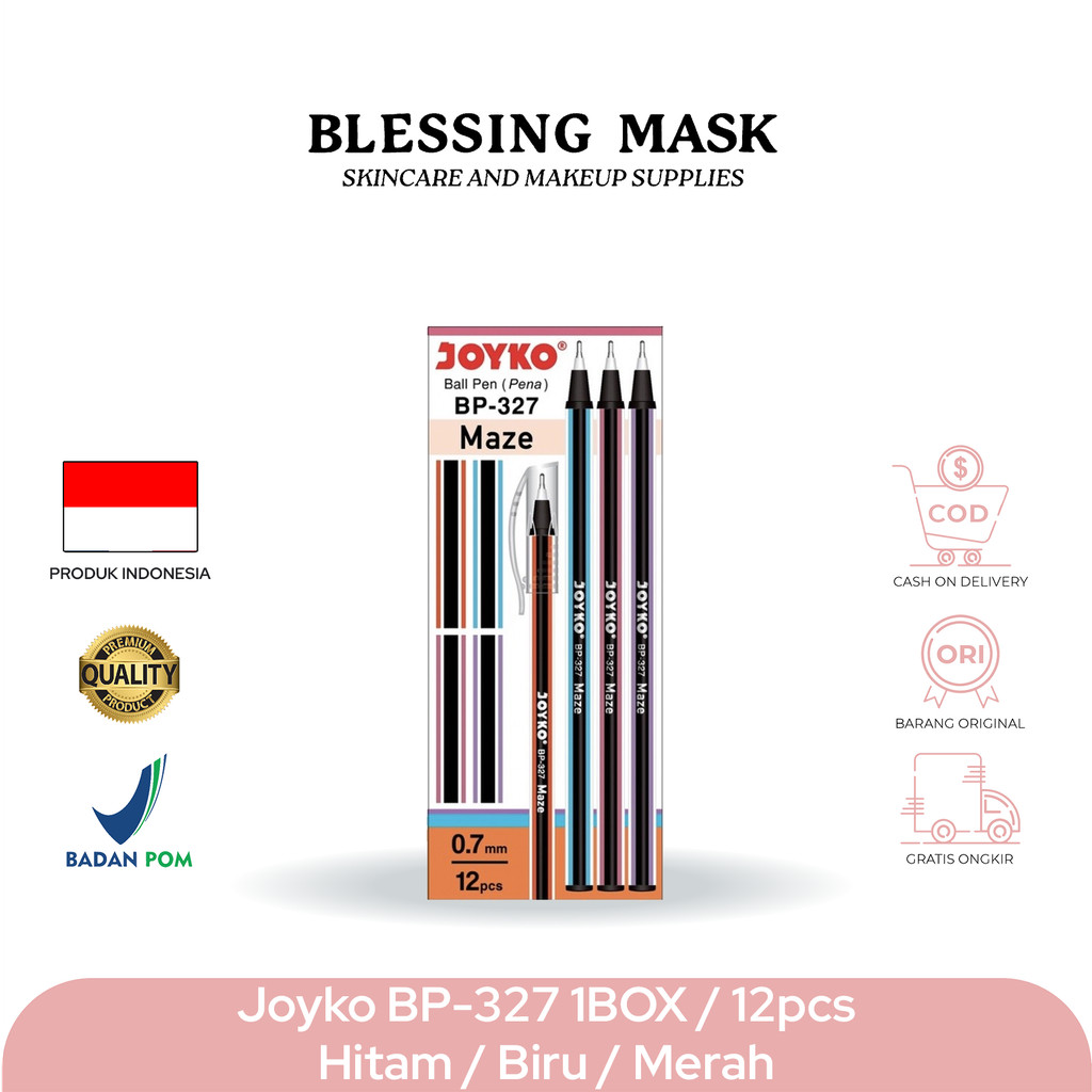 

JOYKO Ball Pen Pulpen Pena Joyko BP-327 Maze 0.7 mm | BLessingmaskOfficial ATK - Harga 1Box:12pcs