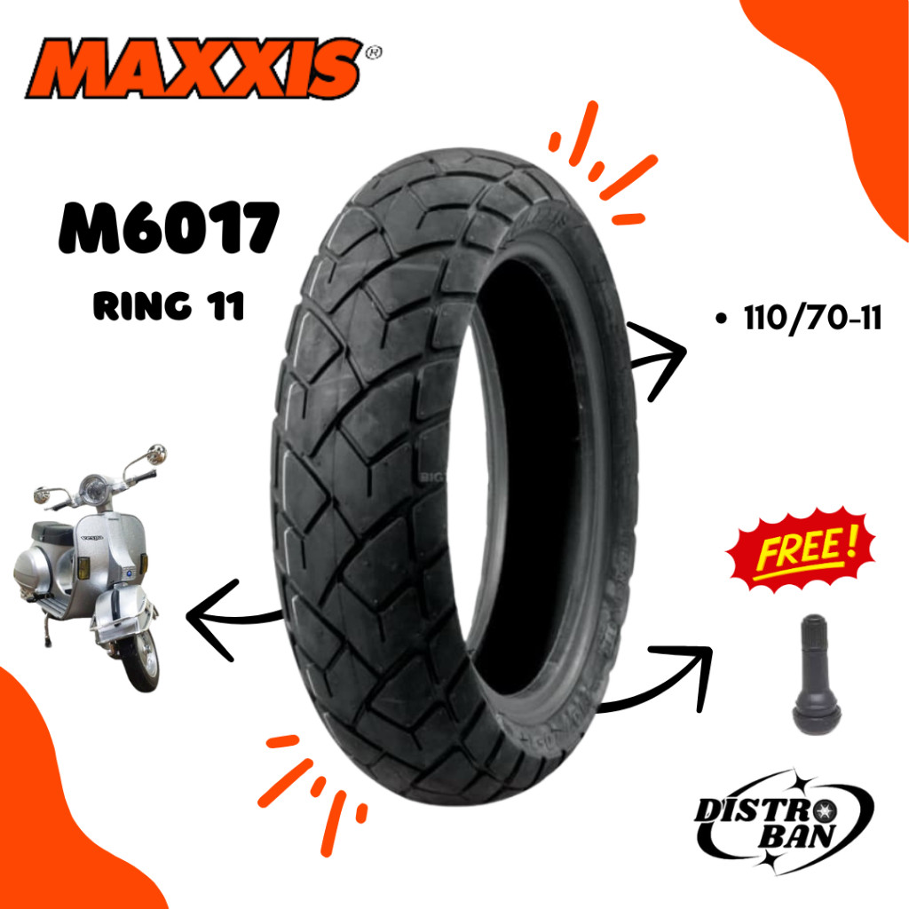Ban Vespa LX ET Satuan/Sepasang Maxxis M6017 110/70 Ring11&120/70 ring10 Dual Purpose Semi Offroad