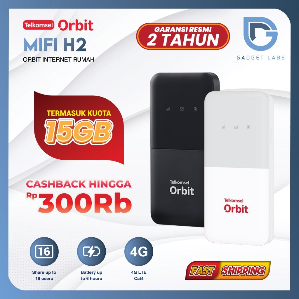 Telkomsel Orbit Mifi H2 Model Portable 4G LTE Type C Huawei E5586 - 180 GB 1 tahun Garansi Resmi 2