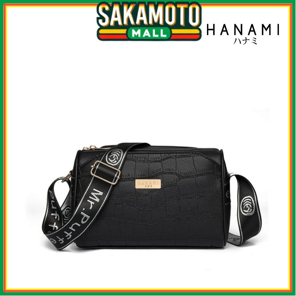 HANAMI Tas Selempang Wanita Hitam Cantik Rinvoca TA1011B5 Kulit Kekinian Simple  Branded Murah