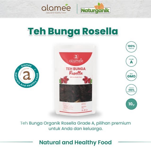 

ALAMEE Dried Rosella Tea Teh Bunga Rosela Kering Flower Merah Premium Organik Red Premium 10g Naturganik