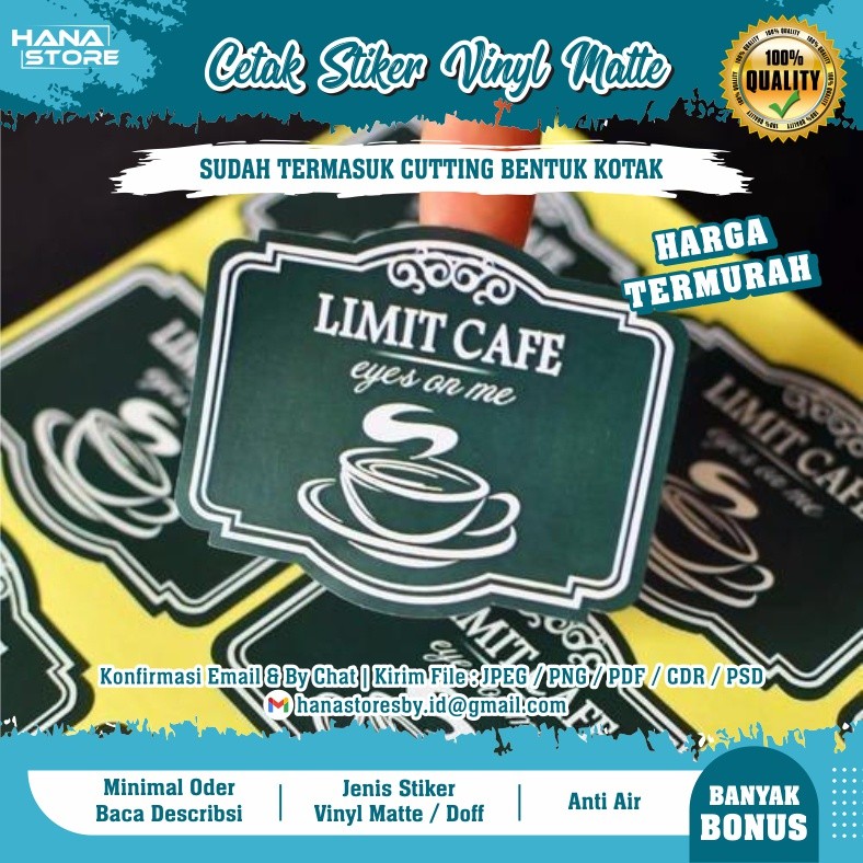 

Cetak Stiker Vinyl Matte Label Kotak Persegi Anti Air Sticker Makanan Kemasan Produk Botol Minuman