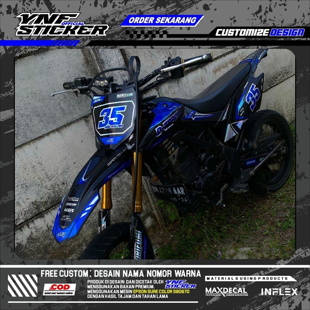 Decal Stiker Motor KLX D TRACKER SUPERMOTO HOLOGRAM Full Body Sticker Custom Variasi Motor Trail