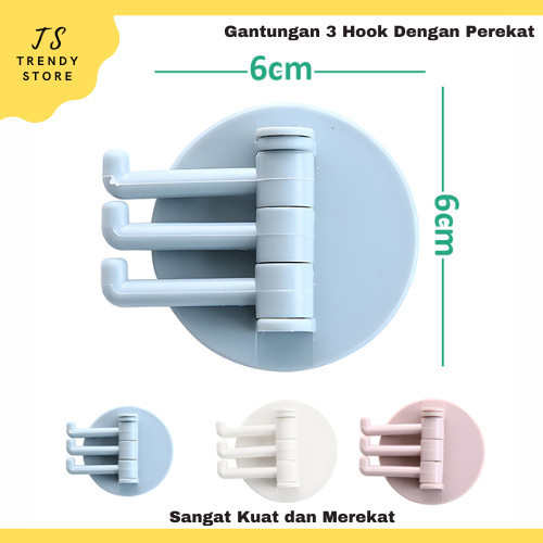 Gantungan Multifungsi 3 in 1 Hook Hanger Tempel 3M dengan Perekat Kuat Dinding Kaca Baju GM3-1