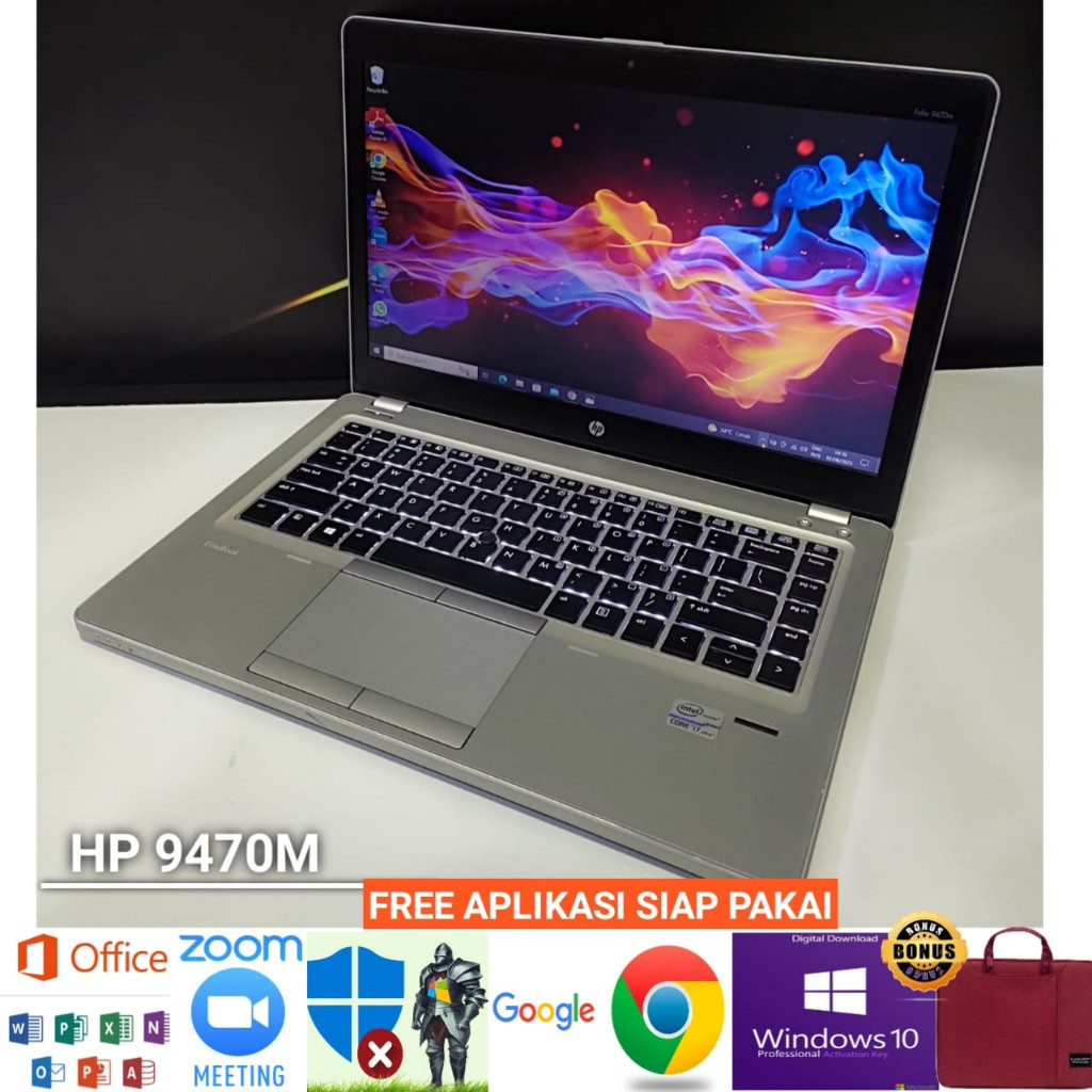 Laptop HP 9470m Intel core i7 ram 8gb SSD 256GB Backlight - windows 10 SIAP PAKAI