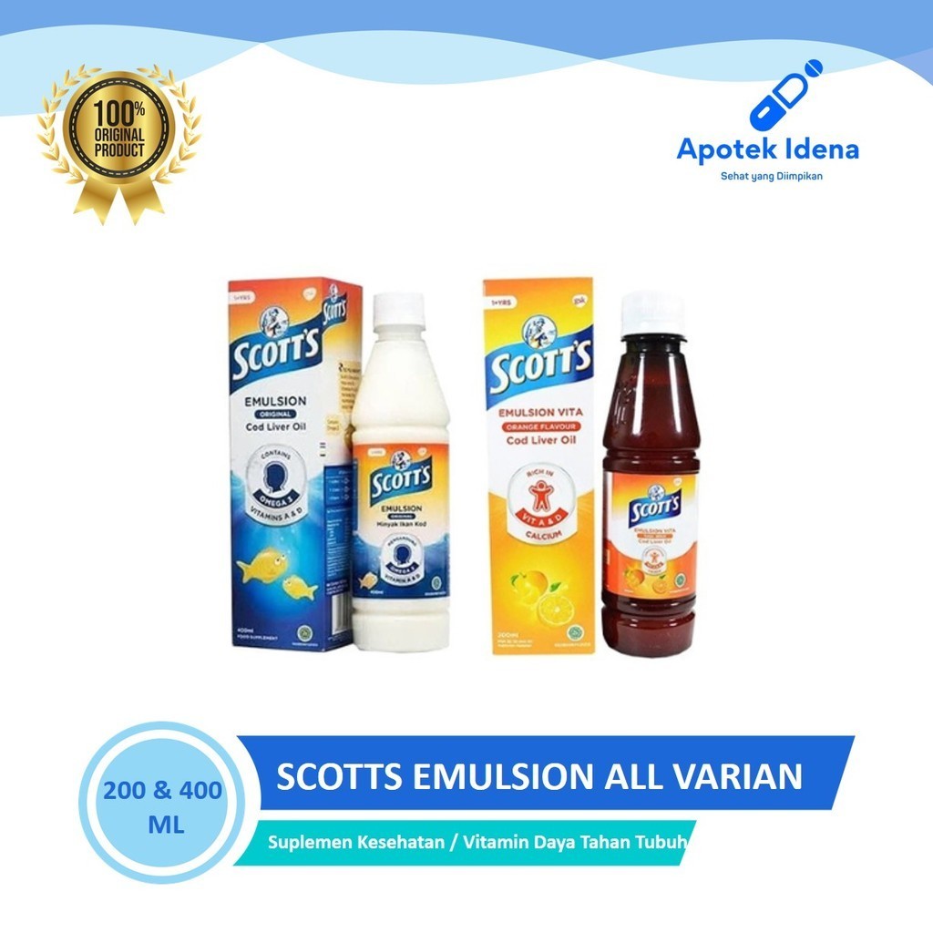 Minyak Ikan Scoot Emulsion Vitamin Rasa Jeruk 200 ml & Rasa Original 400 ml Scott's Emulsion Anak