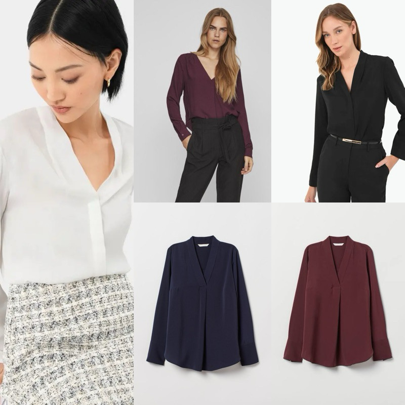 HnM V Neck Long Sleeved Blouse Skipper