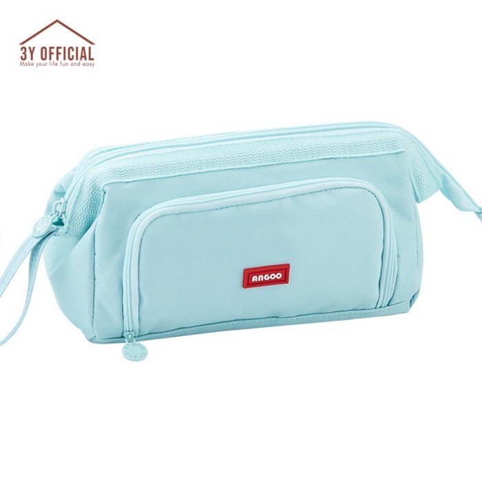 

3Y Angoo double layer macaron kotak pensil kapasitas besar pencil case - biru tosca
