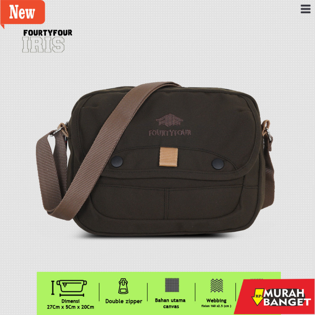 Tas selempang pria viral- ZIGZAG Iris Brown - Slingbag Pria / Tas Slempang Kanvas Premium