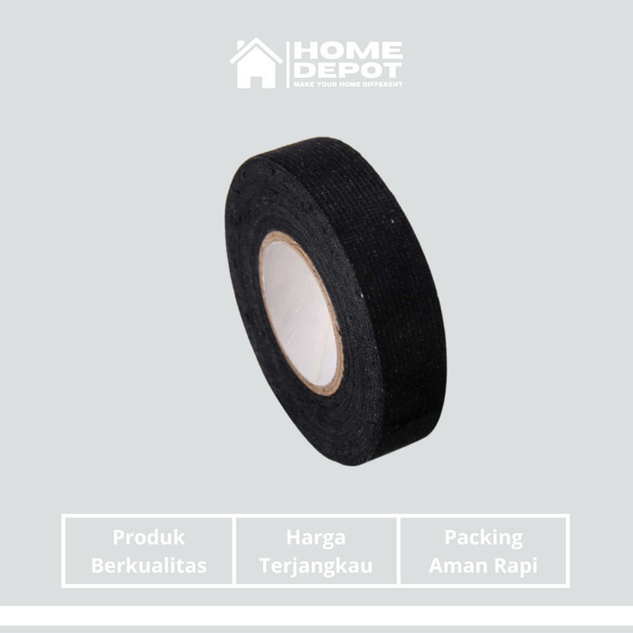 

Lakban Kabel Listrik Kain Adhesive Cloth Wiring Tape Tahan Panas 15 M
