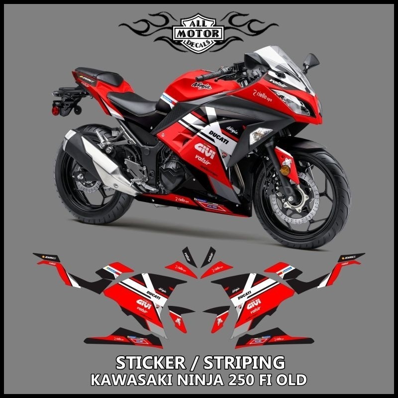 Sticker Semifull Ninja 250 Fi Old Custom Ducati / Striping Motor Ninja Fi 250 / Decal Kawasaki Ninja
