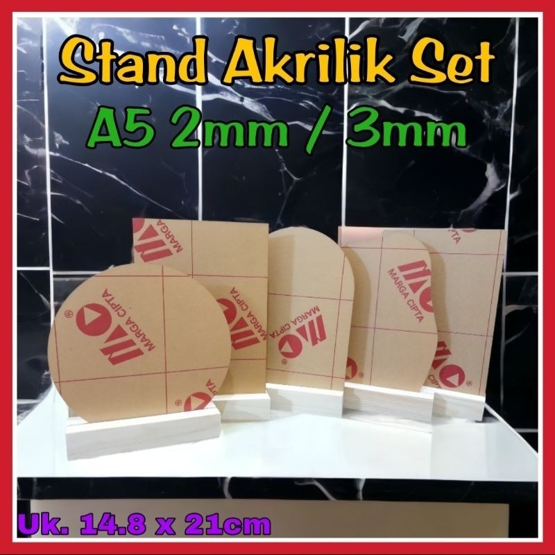 Akrilik Stand Kayu A5 / Akrilik 2MM A5 / Akrilik 3MM A5 (Kaiseninterior)