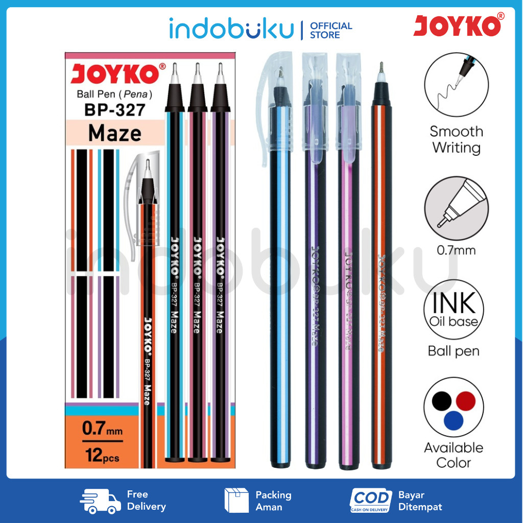 

Pulpen Joyko Maze 0.7mm Hitam BP-327 ( 1 Pack Isi 12 PCS )