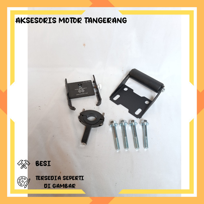 PAKET HOLDER HP BREKET BRACKET GPS HOLDER HP MOTOR PCX 150 PCX 160 COVER STANG HOLDER LOGAM