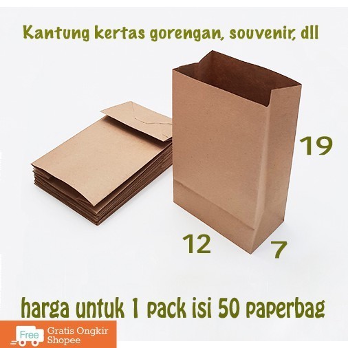 

kantung kertas coklat 12x19 paper bag kantong gorengan roti makanan paper bag snack food grade
