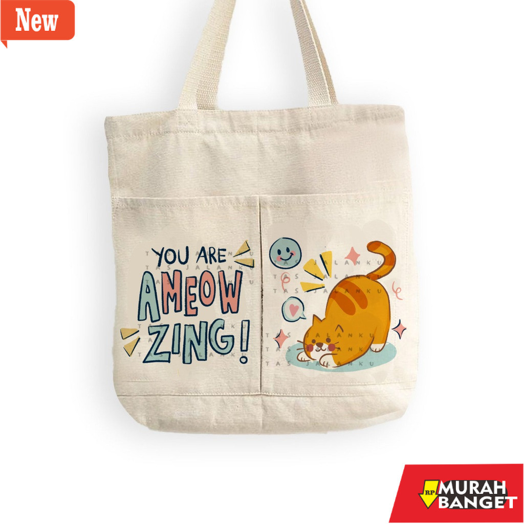 Tas laptop wanita terviral- Totebag Kantong Animal Cute Totebag Kantong Tas Kuliah Laptop