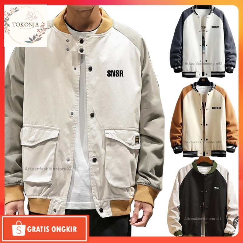 Jaket Kekinian / AKN JAKET BOMBER PRIA / JAKET BOMBER BISBOLL SNSR ORIGINAL SENSOR