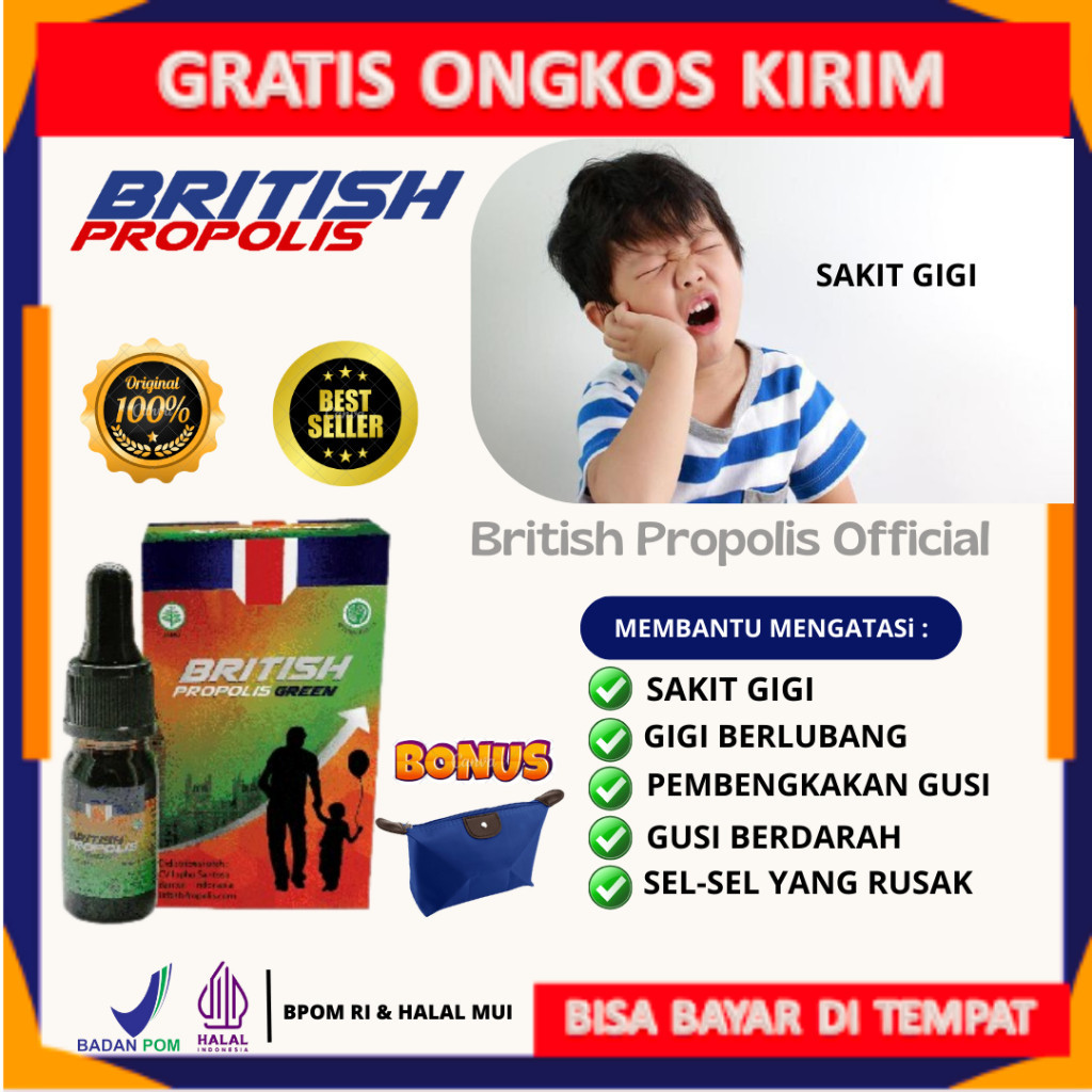 British Propolis Kids  - Obat Herbal Sakit Gigi Anak, Gigi Belubang, Pembengkakan Gusi,Gusi Berdarah