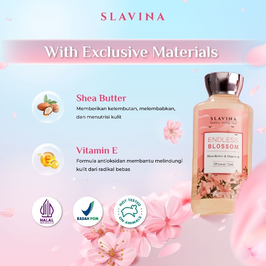 SLAVINA Endless BlossomShower Gel-Sabun Mandi Parfum Nagita Slavina Body Wash Wangi Tahan Lama 350ml