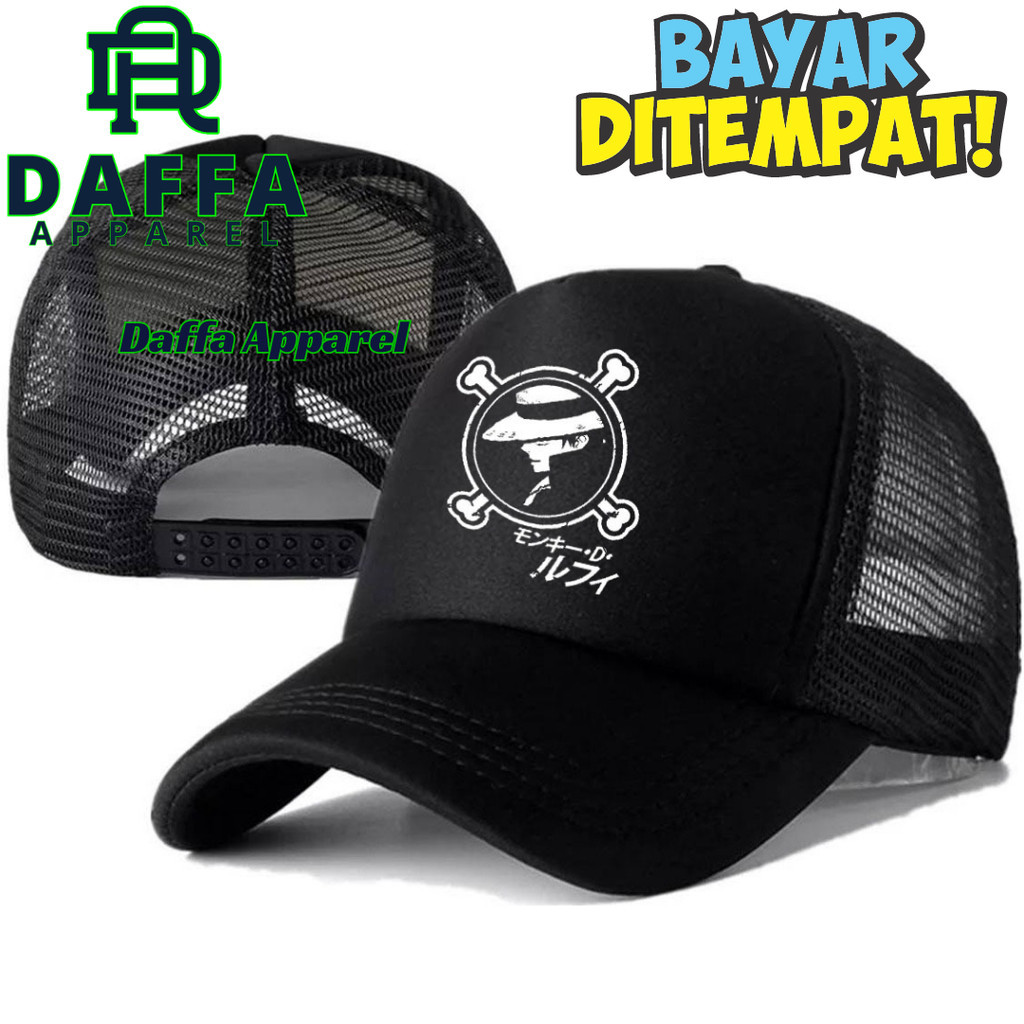 Daffa Apparel Topi Trucker ONE PIECE - Topi Distro ONE PIECE Logo - Topi ONE PIECE Premium - Topi Pr